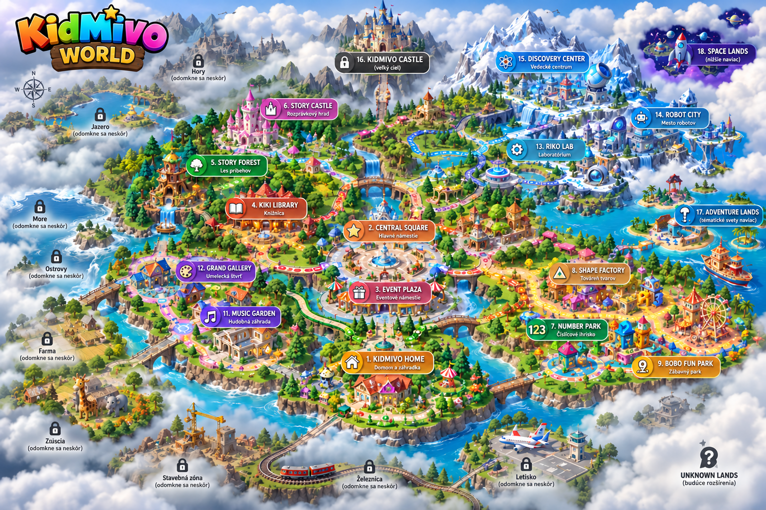 Mapa KidMivo World – svet príbehov a dobrodružstiev